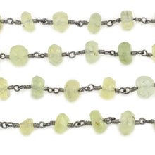 Load image into Gallery viewer, Prehnite Faceted Large Beads 5-6mm Oxidized Rosary Chain

