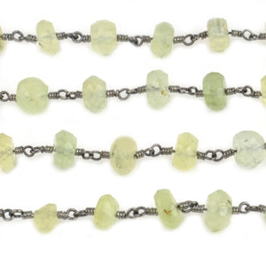 Prehnite Faceted Large Beads 5-6mm Oxidized Rosary Chain