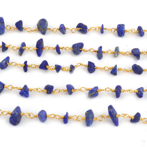 Lapis Lazuli Nugget Beads Rosary 4-6mm Gold Plated Rosary 5FT