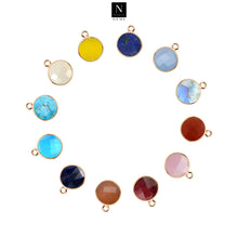 Load image into Gallery viewer, 10pc Set Round Single Birthstone Single Bail Gold Plated Bezel Link Gemstone Connectors 16mm
