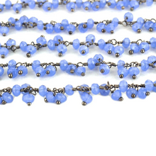 Load image into Gallery viewer, Blue Chalcedony Cluster Rosary Chain 2.5-3mm Faceted Oxidized Dangle Rosary 5FT
