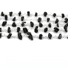 Load image into Gallery viewer, Black Spinel Nugget Beads Rosary 4-6mm Silver Plated Rosary 5FT
