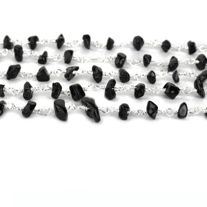 Black Spinel Nugget Beads Rosary 4-6mm Silver Plated Rosary 5FT
