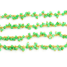 Load image into Gallery viewer, Green Chalcedony Cluster Rosary Chain 2.5-3mm Faceted Gold Plated Dangle Rosary 5FT
