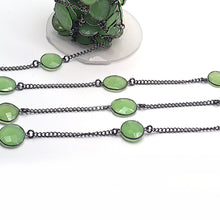 Load image into Gallery viewer, Green chalcedony 10-15mm Mix Shape Oxidized Wholesale Connector Rosary Chain
