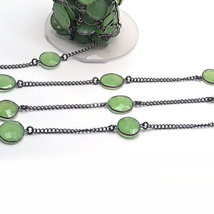 Green chalcedony 10-15mm Mix Shape Oxidized Wholesale Connector Rosary Chain
