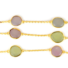 Load image into Gallery viewer, Multi Color Stone 10-15mm Mix Shape Gold Plated Wholesale Connector Rosary Chain
