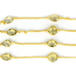 Lemon Topaz 15mm Mix Shape Gold Plated Wholesale Connector Rosary Chain