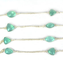 Load image into Gallery viewer, Aqua Chalcedony 10-15mm Mix Shape Silver Plated Wholesale Connector Rosary Chain
