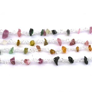 Tourmaline Nugget Beads Rosary 4-6mm Silver Plated Rosary 5FT