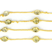 Load image into Gallery viewer, Lemon Topaz 10-15mm Mix Shape Gold Plated Wholesale Connector Rosary Chain
