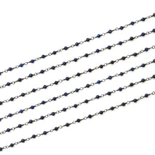Load image into Gallery viewer, 5ft Lapis Rondelle 2-2.5mm Oxidized Wrapped Beads Rosary | Gemstone Rosary Chain | Wholesale Chain Faceted Crystal
