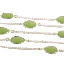 Load image into Gallery viewer, Green Chalcedony 15mm Mix Shape Silver Plated Wholesale Connector Rosary Chain
