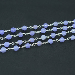 Light Lavender Faceted Bead Rosary Chain 3-3.5mm Silver Plated Bead Rosary 5FT