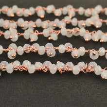 Load image into Gallery viewer, Chalcedony Cluster Rosary Chain 2.5-3mm Faceted Rose Gold Plated Dangle Rosary 5FT
