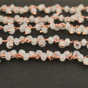 Chalcedony Cluster Rosary Chain 2.5-3mm Faceted Rose Gold Plated Dangle Rosary 5FT
