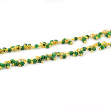 Load image into Gallery viewer, Malachite Cluster Rosary Chain 2.5-3mm Faceted Gold Plated Dangle Rosary 5FT
