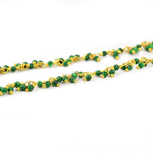 Malachite Cluster Rosary Chain 2.5-3mm Faceted Gold Plated Dangle Rosary 5FT