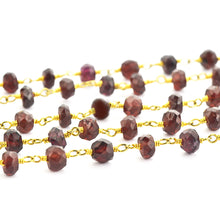 Load image into Gallery viewer, Garnet Faceted Large Beads 5-6mm Gold Plated Rosary Chain

