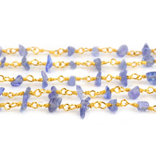 Load image into Gallery viewer, Tanzanite Nugget Beads Rosary 4-6mm Gold Plated Rosary 5FT
