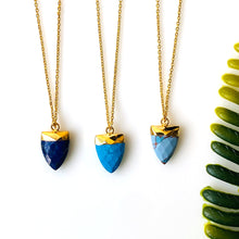 Load image into Gallery viewer, 5PC Gemstone Connector | Single Loop Gold Plated Trillion Cut Gemstone | Trillion Shape Pendant &amp; Charm
