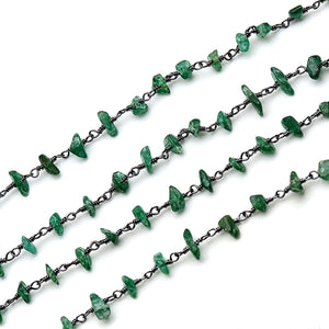 Green Aventurine  Nugget Beads Rosary 4-6mm Oxidized Rosary 5FT