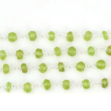 Load image into Gallery viewer, Peridot Faceted Bead Rosary Chain 3-3.5mm Sterling Silver Bead Rosary 5FT

