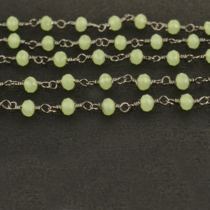 Sea Green Faceted Bead Rosary Chain 3-3.5mm Oxidized Bead Rosary 5FT