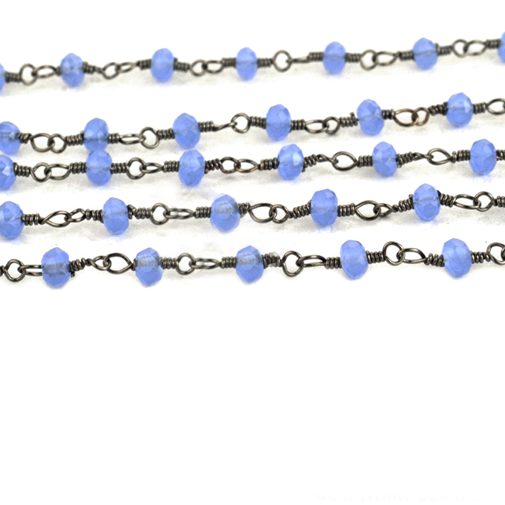 Iolite Faceted Bead Rosary Chain 3-3.5mm Oxidized Bead Rosary 5FT