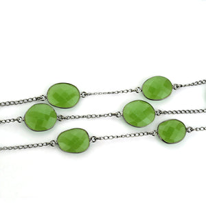 Chrysoprase Chalcedony 15mm Mix Shape Oxidized Wholesale Connector Rosary Chain