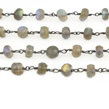 Load image into Gallery viewer, Labradorite Faceted Large Beads 7-8mm Oxidized Rosary Chain
