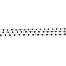 Load image into Gallery viewer, Black Pyrite Faceted Bead Rosary Chain 3-3.5mm Silver Plated Bead Rosary 5FT
