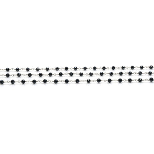 Black Pyrite Faceted Bead Rosary Chain 3-3.5mm Silver Plated Bead Rosary 5FT