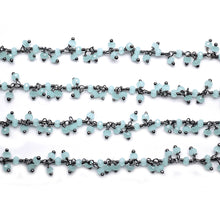 Load image into Gallery viewer, Aqua Chalcedony Cluster Rosary Chain 2.5-3mm Faceted Oxidized Dangle Rosary 5FT
