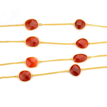Load image into Gallery viewer, Carnelian 15mm Mix Shape Gold Plated Wholesale Connector Rosary Chain
