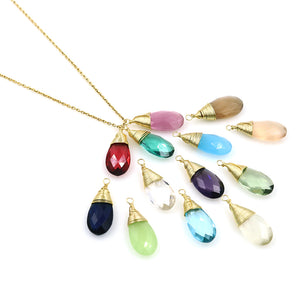 5PC Pears Gemstone Pendant Necklace | Gold Plated Beads Jewellery | Birthstone Pendant Necklace