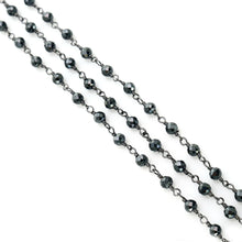 Load image into Gallery viewer, Black Pyrite Faceted Bead Rosary Chain 3-3.5mm Oxidized Bead Rosary 5FT
