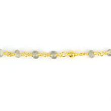 Load image into Gallery viewer, Labradorite &amp; Golden Pyrite Faceted Bead Rosary Chain 3-3.5mm Gold Plated Bead Rosary 5FT
