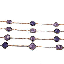 Load image into Gallery viewer, Amethyst 15mm Mix Shape Gold Plated Wholesale Connector Rosary Chain
