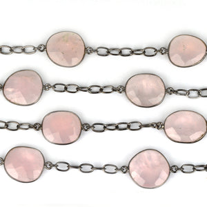 Rose Chalcedony 15mm Mix Shape Oxidized Wholesale Connector Rosary Chain