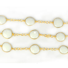 Load image into Gallery viewer, White Agate 15mm Mix Shape Gold Plated Wholesale Connector Rosary Chain
