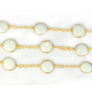 White Agate 15mm Mix Shape Gold Plated Wholesale Connector Rosary Chain