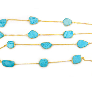 Turquoise 15mm Mix Shape Gold Plated Wholesale Connector Rosary Chain