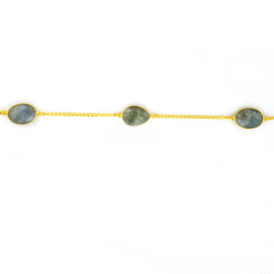 Labradorite 15mm Mix Shape Gold Plated Wholesale Connector Rosary Chain
