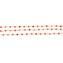 Load image into Gallery viewer, Brown Rutile Faceted Bead Rosary Chain 3-3.5mm Gold Plated Bead Rosary 5FT
