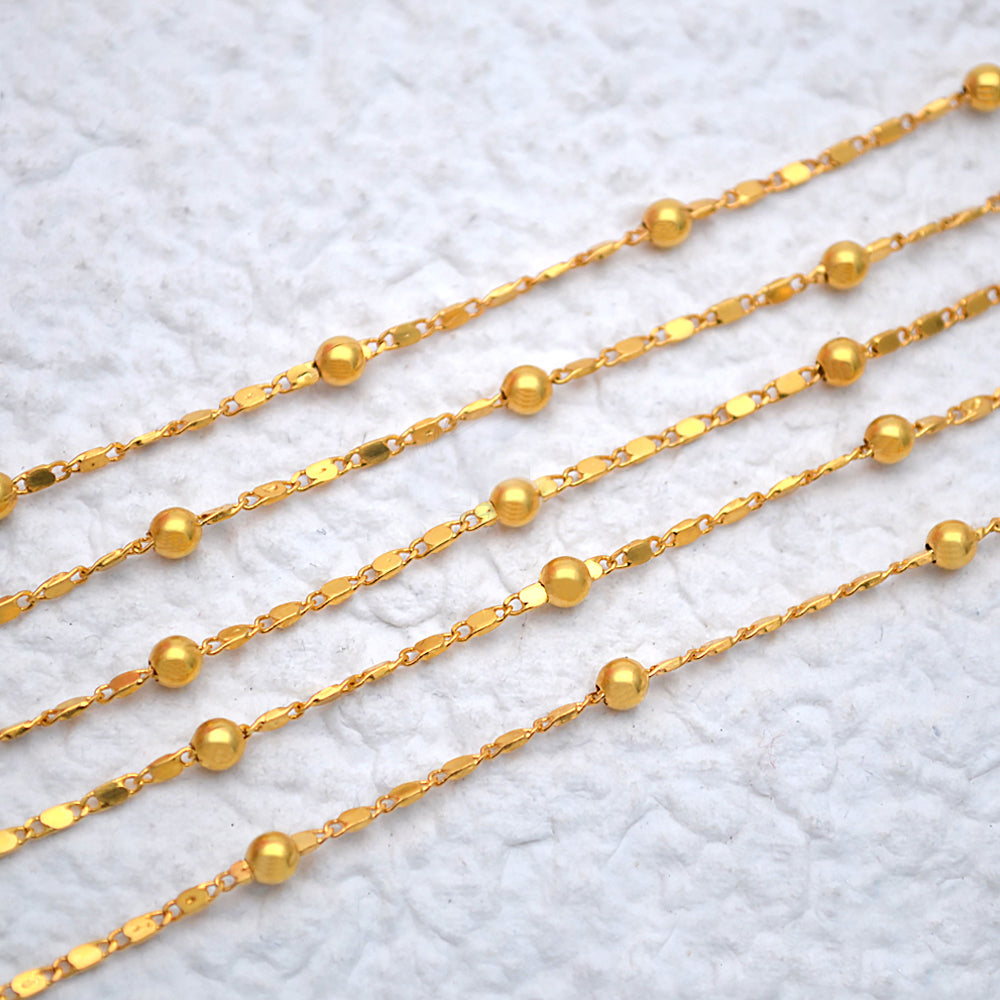 5ft Gold Bead Chain 3-3.5mm | Dainty Gold Ball Satellite Chain | Gift For Her | Gold Ball Chain Necklace | Bead Finding Chain