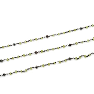 Peridot & Pyrite Faceted Bead Rosary Chain 3-3.5mm Oxidized Bead Rosary 5FT