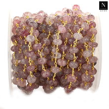 Load image into Gallery viewer, Strawberry Quartz Faceted Large Beads 7-8mm Gold Plated Rosary Chain
