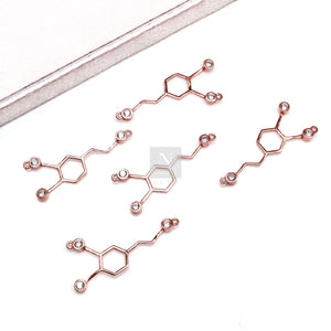 5PC Dopamine Molecule Pendant | Chemistry Necklace | Science Necklace | Rose Gold Molecule Necklace