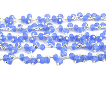 Load image into Gallery viewer, Iolite Blue Cluster Rosary Chain 2.5-3mm Faceted Silver Plated Dangle Rosary 5FT
